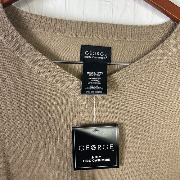 NWT Vintage George Men's Large Cashmere Sweater Long Sleeve Coffee Brown READ T - Picture 4 of 11
